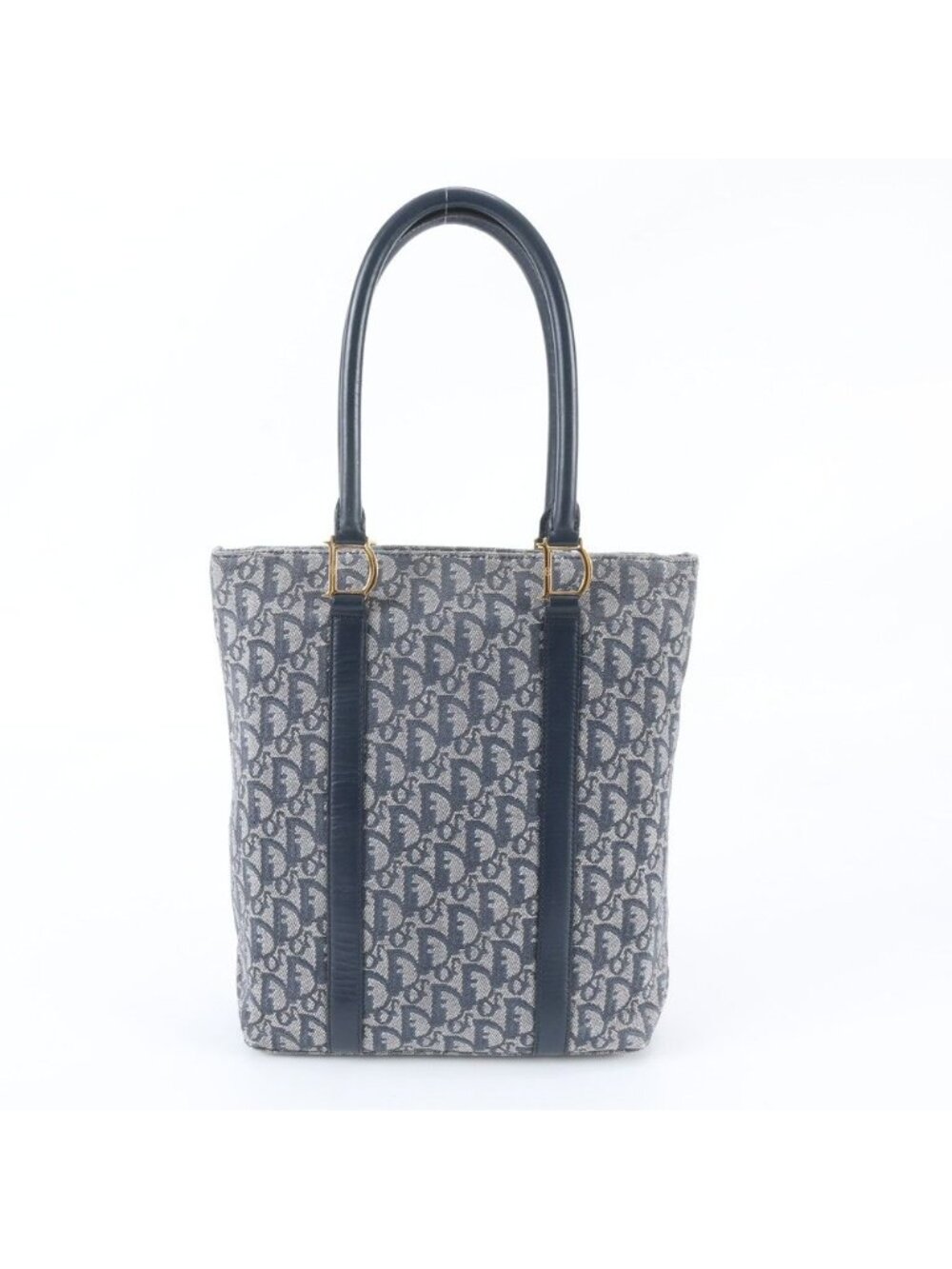 Dior Trotter Leather Tote Bag Shoulder Hand Navy